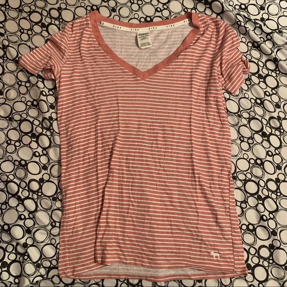 PINK Victoria Secret Pink & White Stripped Shirt XS